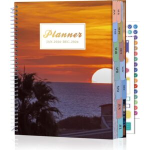 CAGIE 2026 Monthly Planner: 12 Months Jan 2026 - Dec 2026 Calendar Planner Weekly and Monthly 8.5" x 11" Large Spiral Planners for Women Hourly Daily Yearly Agenda with Tabs Stickers, Sunset -50%