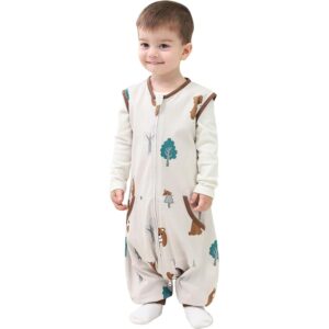HOMEAL 0.5Tog Toddler Sleep Sack with Legs, Brown Bear Sleeve Sleep Sack -50%