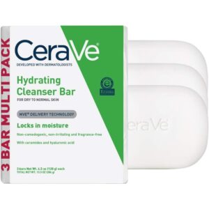 CeraVe保湿洁面棒，无肥皂身体和面部洁面产品，含5%保湿霜，无香料，3组，每瓶4.5盎司 32%