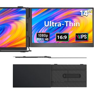 笔记本屏幕扩展器，1.3磅超轻量14英寸1080P FHD便携显示器  -50%