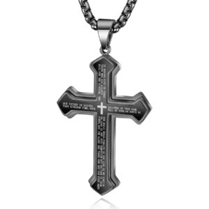 OLEVS Black Men's Cross Pendant Necklace Large Stainless Steel Cross Pendant Necklace for Men Best Friend Necklace -50%