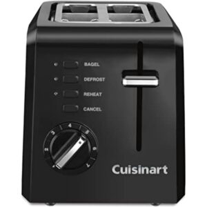 Cuisinart CPT-122BK 2-Slice Compact Plastic Toaster, Slots for Bagels & Bread, 7 Shade Settings, Cancel/Defrost/Reheat Functions, Removable Crumb Tray, Small Kitchen Appliance for Home & Office, Black  -0%