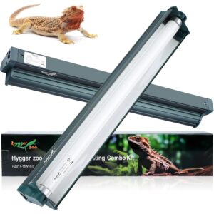 Hygger zoo T8 Reptile Light Fixture Combo Kit 15W 18.3IN Green Fluorescent Tube 10.0 UVB Light Bulb for Bearded Dragon Lizards Tortoise 1 Count -52%