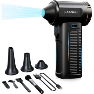 Electric Compressed Air Duster, 130000RPM Adjustable Infinitely Speed Handheld Mini Blower Cordless, 8000mAh Portable Power Fan Home Cleaner for Car Keyboard Computer PC Outdoor (Black II, Pro)  -50%