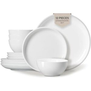 白色餐具套装(盘碗共12件/可微波/可烤箱/1套) 50%OFF