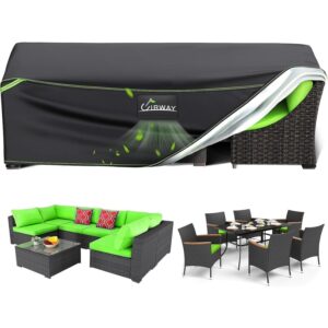 UIRWAY 露台家具套防水 – 126“ 长 x 63” 宽 x 28“ 户外家具套装 长方形厚重 420D 防水户外沙发遮挡板，带反光条 -50%