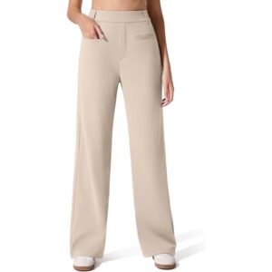 G4Free Women's Dress Pants with Pockets Straight Leg Yoga Work Stretchy Business Trousers Casual Slacks Belt Loops (XXL,Light Khaki,Petite) -50%