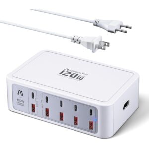 Aergiatech 10口USB和USB-C充电站，120W USB C电源插插带PD3.0和QC3.0快充  -56%