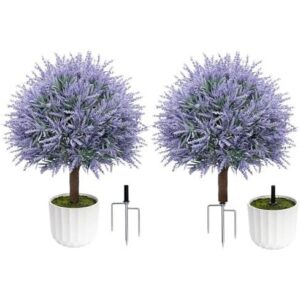 25.6英寸仿真薰衣草球形植物(含盆/防锈地插/UV抗褪色/2件) 61%OFF