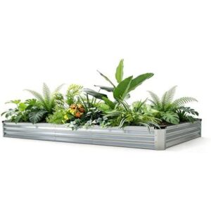 GrowHaus 8x4x1FT 镀锌高架花园花坛——大型户外金属蔬菜花箱  49%OFF