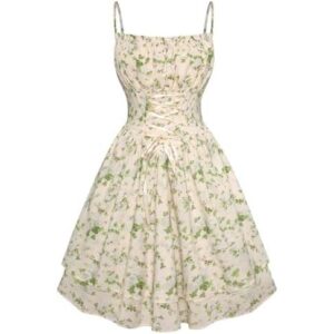 吊带碎花束腰迷你裙(少女款) 50%OFF