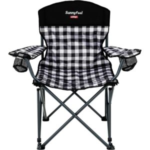 SUNNYFEEL Oversized Folding Camping Chair 800 LBS Heavy Duty for Big Tall People Red Padded Portable Collapsible Chairs with Armrest Cup Holder & Pocket for Outdoor Travel Picnic Camp Sports -65%