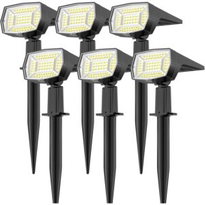 Fabrito 72 LEDs Solar Spot Lights Outdoor Waterproof, 3 Modes Landscape Spotlights, Dusk to Dawn Solar Powered Flood Wall Lights for Outside, Solar Garden Lights for Yard Porch 6 Pack (Cool White) -50%