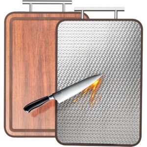 不锈钢双面砧板(16.3×10.4×1英寸/乌木金属双用） 52%OFF
