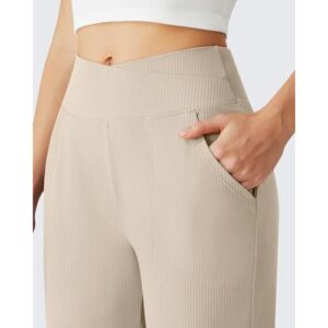 螺纹瑜伽裤(7/8分/宽腿带口袋/女款旅行) 50%OFF