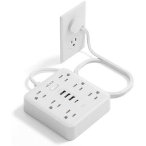 超薄便携式防过载插排（5英尺线/6插孔+4USB/15A 1875W） 45%OFF