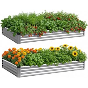 两件镀锌加高金属种植箱 (加厚户外蔬果花卉培育) 50%OFF
