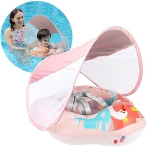 带遮阳棚婴儿浮圈 (海绵支撑防侧翻/充气便携) 55%OFF