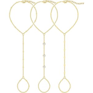 3PCS 14K 镀金手链女士手链 堆叠手链套装可调节 精致环形手链手链 -61%