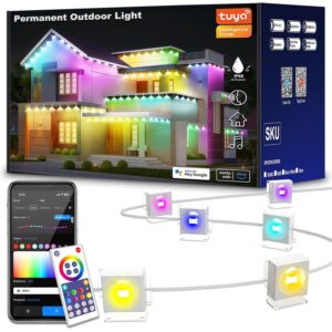 OKKMAX 永久户外灯 IP68 防水智能 RGB+IC LED 圣诞灯 与 Wi-Fi、Alexa 和 Google Assistant 配合使用(100 英尺) -65%