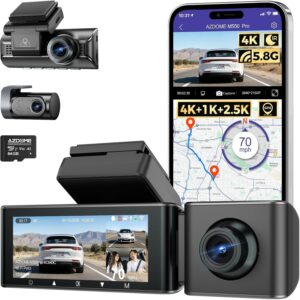 AZDOME 前后 3 通道行车记录仪内部 4K+1080P+2.5K ADAS 行车记录仪 64GB 卡 M550 Pro 5.8G 3.19 英寸 -40%
