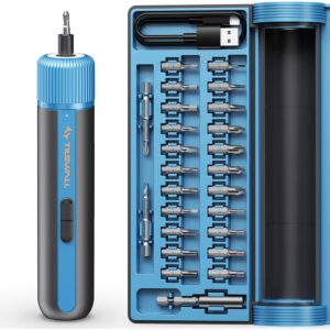 Tilswall 4V 电动螺丝刀无绳 用于 DIY 和家庭维修(蓝色)-W122 2200mAh 10N -41%