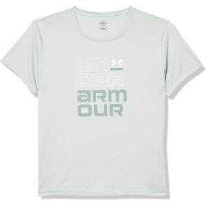 Under Armour Girls Tech 分体字标短袖T恤，（377）水绿/硅绿/白色，X-小码-58%