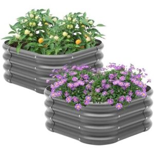 两片镀锌种植箱 (户外种菜/金属耐用) 50%OFF