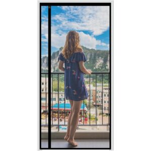 WochiTV 双面纱门网适合门尺寸 34 x 80 左右开口 Magntic 纱门门纱尺寸 36" x 82" 顶部防撕裂网状网帘带磁铁 -49%