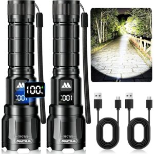 WdtPro Rechargeable Flashlights 2 Pack, Super Bright LED High Lumens Tactical Flash Light with LCD Battery Display, Zoomable 3 Modes, Powerful Handheld Flashlights for Home Emergencies Camping Outdoor  -49%