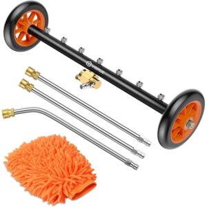 VIGRUE 2-in-1 Undercarriage Pressure Washer Attachment,24 Inch Pressure Washer Water Broom with 7 Nozzles, Under Car Washer Cleaner with 3 Pieces Extension Wand,4000 PSI,Orange -65%