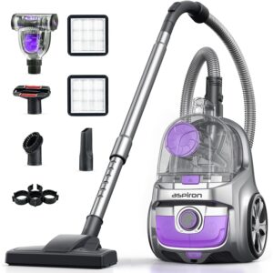 Aspiron Canister Vacuum Cleaner, 40Kpa Bagless Vacuum Cleaners, 4QT Large Dust Cup, Double HEPA Filter, Retractable Cord, 1600W Lightweight Vacuum Cleaner with 5 Tools for Hard Floors, Pearl  -78%