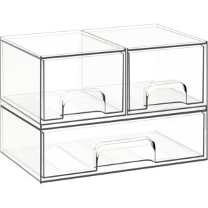 Criusia 可堆叠储物抽屉 3 件装透明亚克力化妆品和浴室整理器 -49%