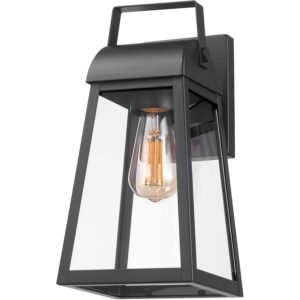 Globe Electric 60000029 1-Light Outdoor Wall Sconce, Matte Black, Clear Glass Shade, Porch Light, Wall Lights for Living Room, Patio Décor, Apartment Essentials, Outside House Lights  -45%
