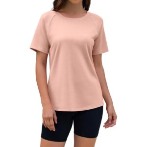 YOKGO Women Short Sleeve Workout Tops Quick Dry Athletic T Shirts Running Gym Yoga Casual Tee Loose Fit Activewear Pink -70%
