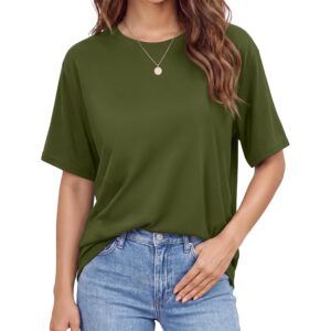 Stelle T Shirts for Women Crew Neck Short Sleeve Summer Tops Loose Fit Soft Basic Tee Shirt Olive Green Large -59%