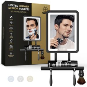 Quick Clear Shower Mirror Fogless for Shaving with Light - Electric Heated Shaving Mirror, No Water Needed, Rechargeable Anti Fog Bathroom Mirror, Dual Mount Installation, IPX4 Waterproof -60%