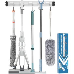 Paglipat 拖把和扫帚架壁挂式花园工具架整理器 现代风格 可移动铝合金壁挂挂钩 1 包 -50%