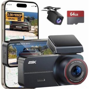 2.5K前后双录行车记录仪(带64GB卡/WiFi GPS/夜视) 48%OFF