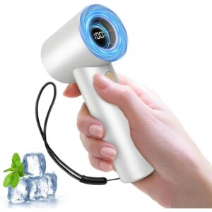 Portable Handheld Turbo Fan-20000 RPM High Speeds Rechargeable Personal Cooling Fan with 5 Speed Levels, Digital Display, 10m/s Max Airflow, Mini Fan for Travel,Outdoor, Gift for Women Men, White  -50%