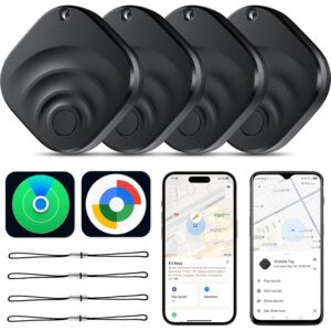 2026 Air Tracker 标签:适用于 Android 和 iOS 的物品定位器蓝牙追踪器智能标签与 Apple Find My (iOS) 和 Google 的 Find Hub (Android) 兼容 适用于钥匙、行李、钱包、车辆黑色(4 件装) -64%