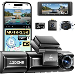 AZDOME M550 Max 4K 3 通道行车记录仪 4K+2.5K+1080P 前后三重车载摄像头 包括 64GB 卡 -46%