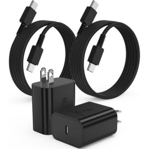 2 件装超级快速充电器 C 型 6 英尺、USB C 壁式充电块插头和长 Android 手机充电器电缆线 适用于三星 Galaxy S26/S26 Plus/S25/S24 Ultra/S23+/S22/S21/Note 20/iPhone 17 16 15 Pro -59%