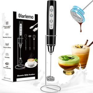 Colarlemo 牛奶起泡器手持式可充电 带支架 可拆卸 3 个不锈钢搅拌器 -50%