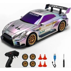 1:24 RC漂移赛车四驱高速车，带额外轮胎和LED灯 50%OFF