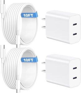 双口 20W 快充充电头 (配 10 英尺 C 口线适配苹果安卓) 50%OFF