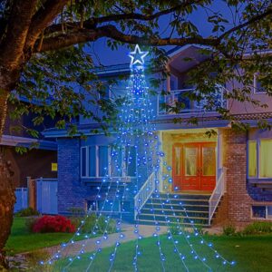 MINIAO Christmas Decorations Star String Lights, 320 LED Waterfall Tree Lights with 13" Topper Star 8 Lighting Modes Indoor Outdoor Decorative for New Year, Holiday, Wedding, Party  -45%