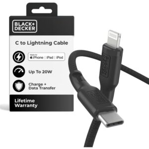 BLACK+DECKER USB C 转 Lightning 线 – 快速兼容 iPhone Lightning 线   -52%