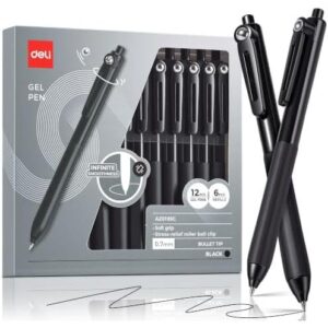 速干顺滑静音按动中性笔 (12 支 / 6 替芯) 50%OFF