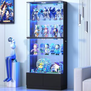 玻璃展示柜 (分层可调搁板 / 人体感应 RGB 灯) 50%OFF